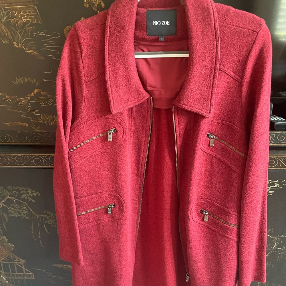 NIC+ZOE • Winter Red Jacket with Zipped Pockets